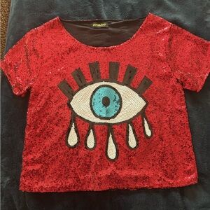 Red sequin evil eye top!